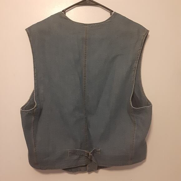 Vtg 90s Arizona Jean Company Denim Blue Vest Western Aztec Boho Mens Size L - Picture 4 of 7
